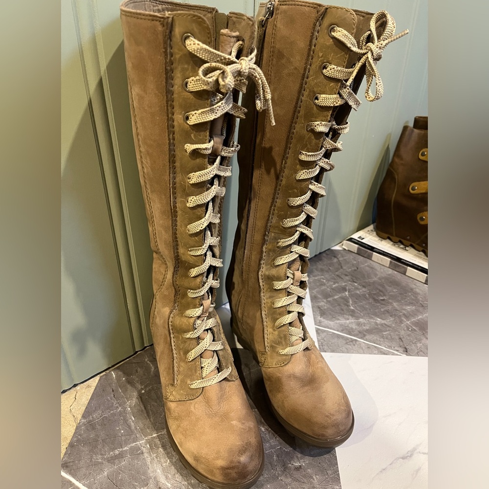 Sorel Joan of Arctic Tall Lace-Up Suede Boots in Brown